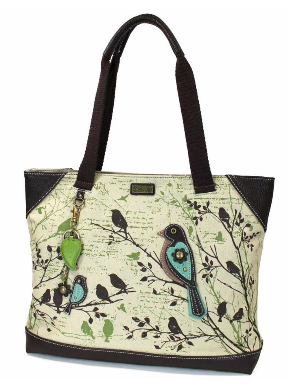 Chala Safari Bird Tote Bag Handbag Purse Zippered Top Cotton